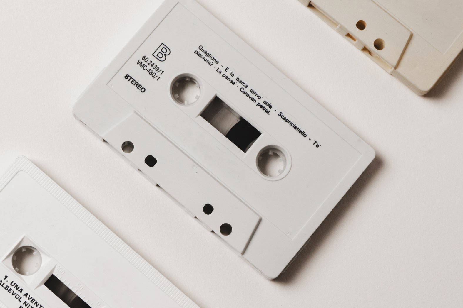 Cassette Tapes on White Background